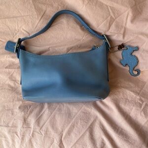 Coach Sky Blue Shoulder Bag with Seahorse Charm